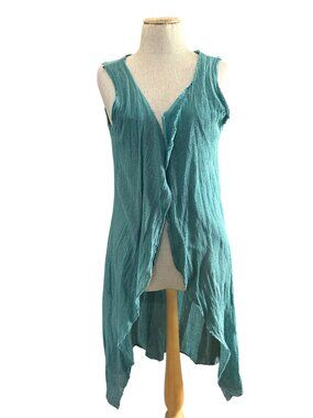 Belle France Women's Sz Medium Sleeveless Teal Flowing Vest